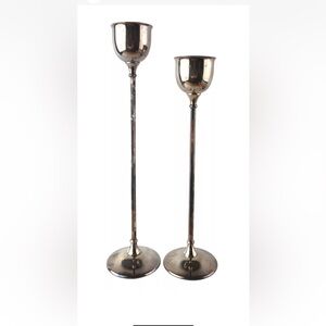 Pair Set of Vintage William Adams Silver Plate Graduated Candle Stick Holders